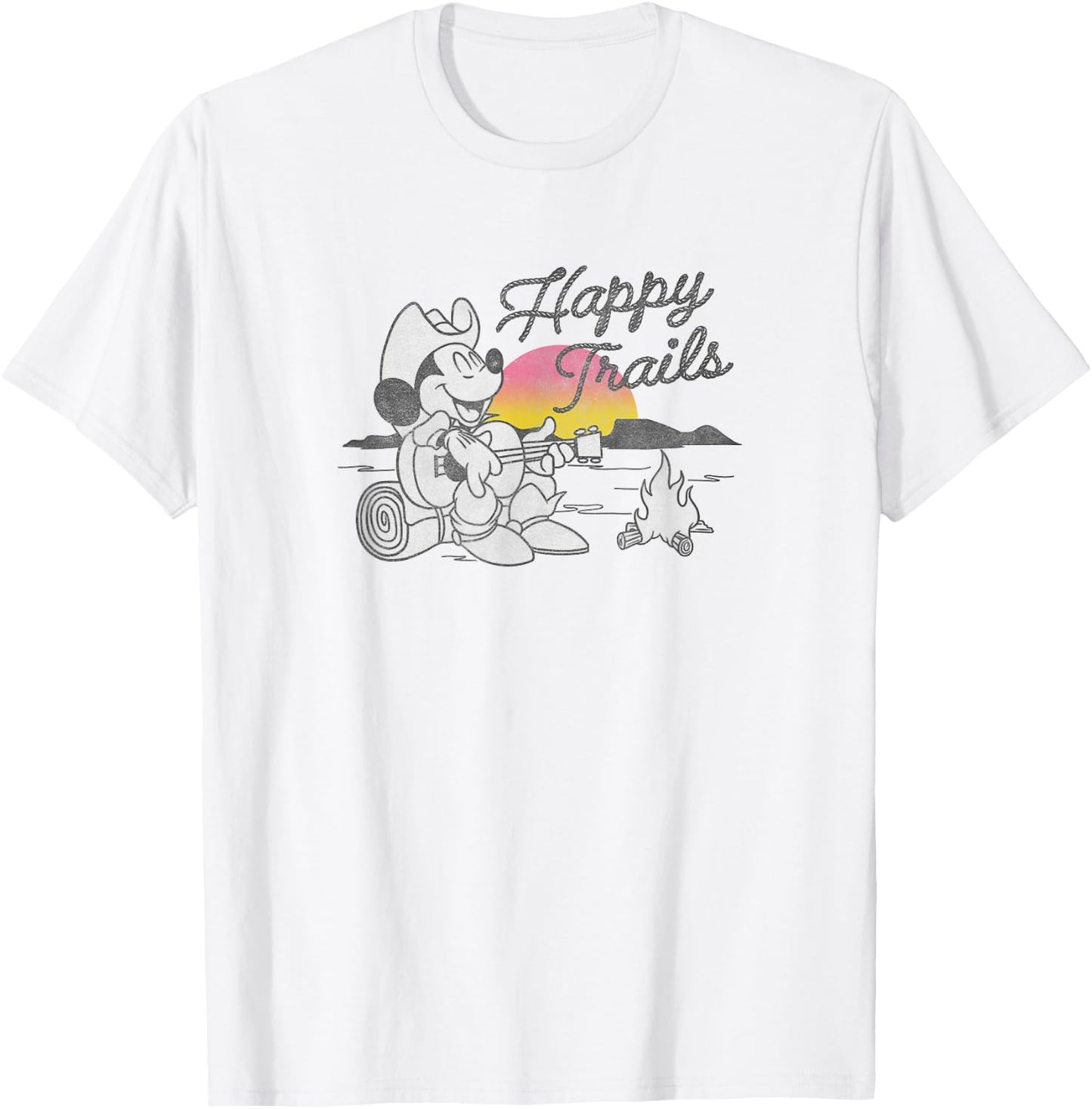 Disney Mickey Happy Trails Color Pop Sunset Camping T-Shirt - T-Shirt | White
