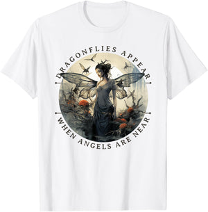 Dragonflies Appear When Angels Are Near - Funny Insect T-Shirt - T-Shirt | White