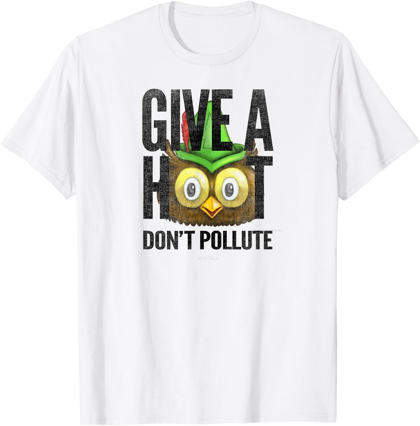 Woodsy Owl Give a Hoot Don't Pollute Distressed Vintage T-Shirt - T-Shirt | White