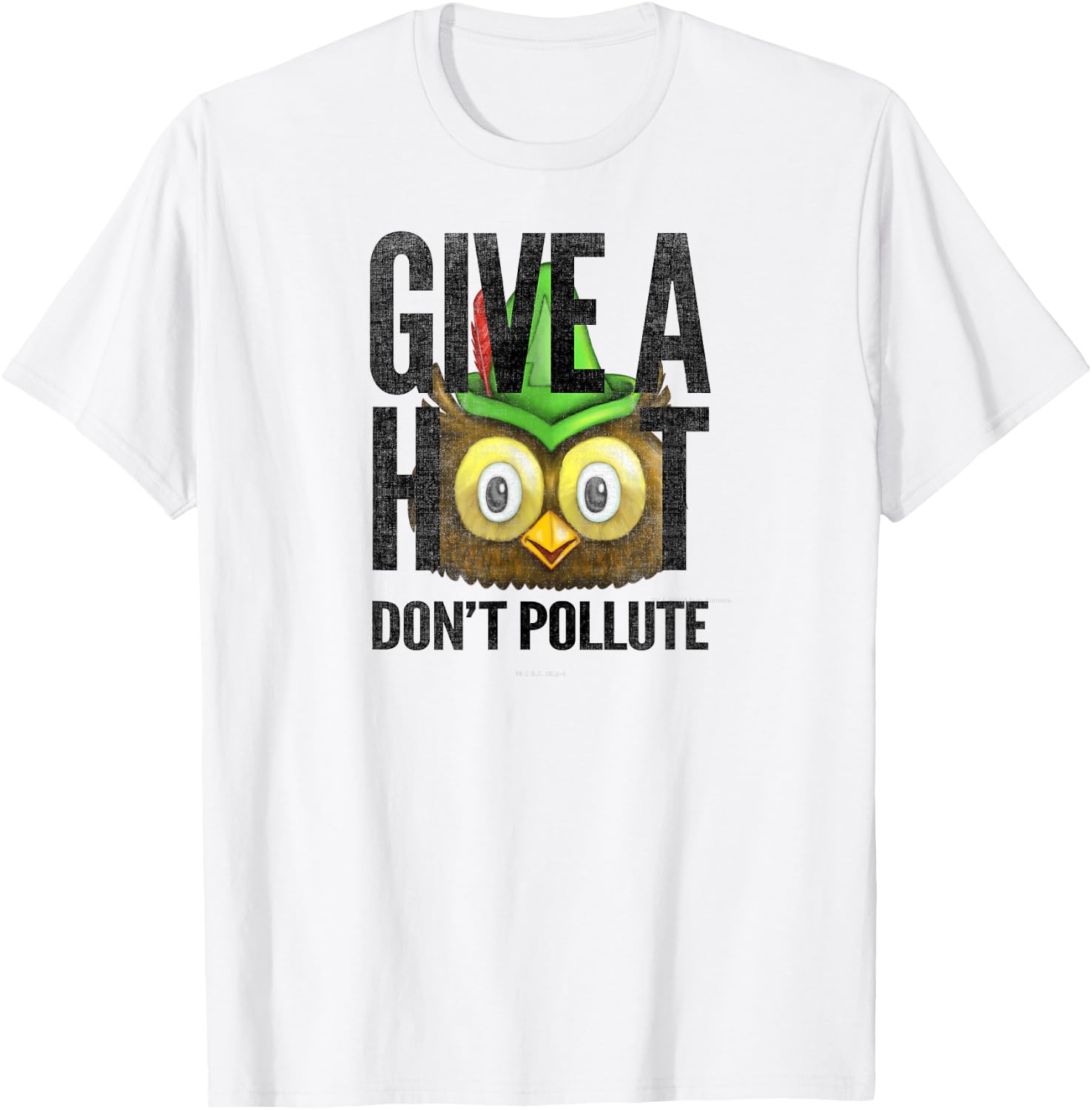 Woodsy Owl Give a Hoot Don't Pollute Distressed Vintage T-Shirt - T-Shirt | White