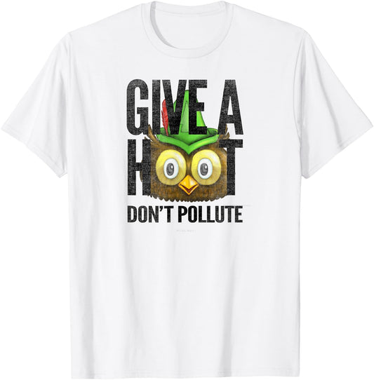 Woodsy Owl Give a Hoot Don't Pollute Distressed Vintage T-Shirt - T-Shirt | White