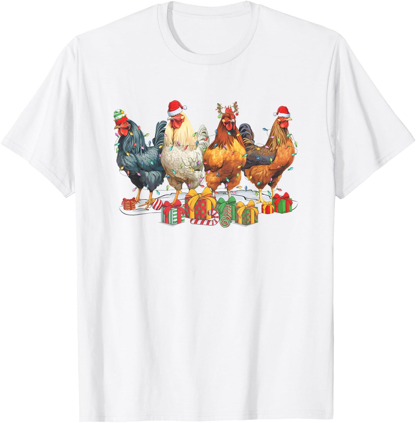Retro Vintage Christmas Chickens Xmas Farm Holiday Women T-Shirt - T-Shirt | White