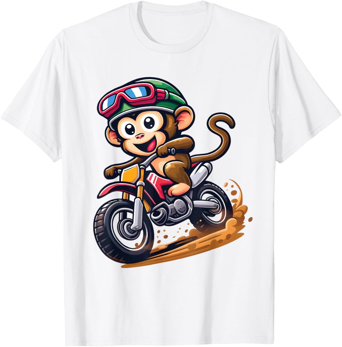 Cute Monkey Riding Dirt Bike Motocross Kids Boys Dirtbike T-Shirt - T-Shirt | White