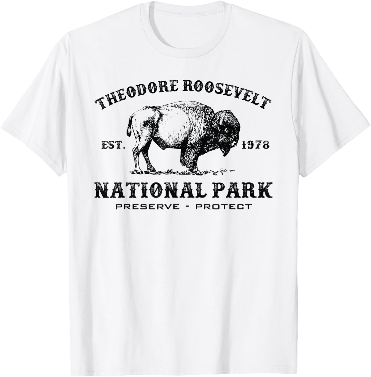 Theodore Roosevelt National Park North Dakota Bison Souvenir T-Shirt - T-Shirt | White