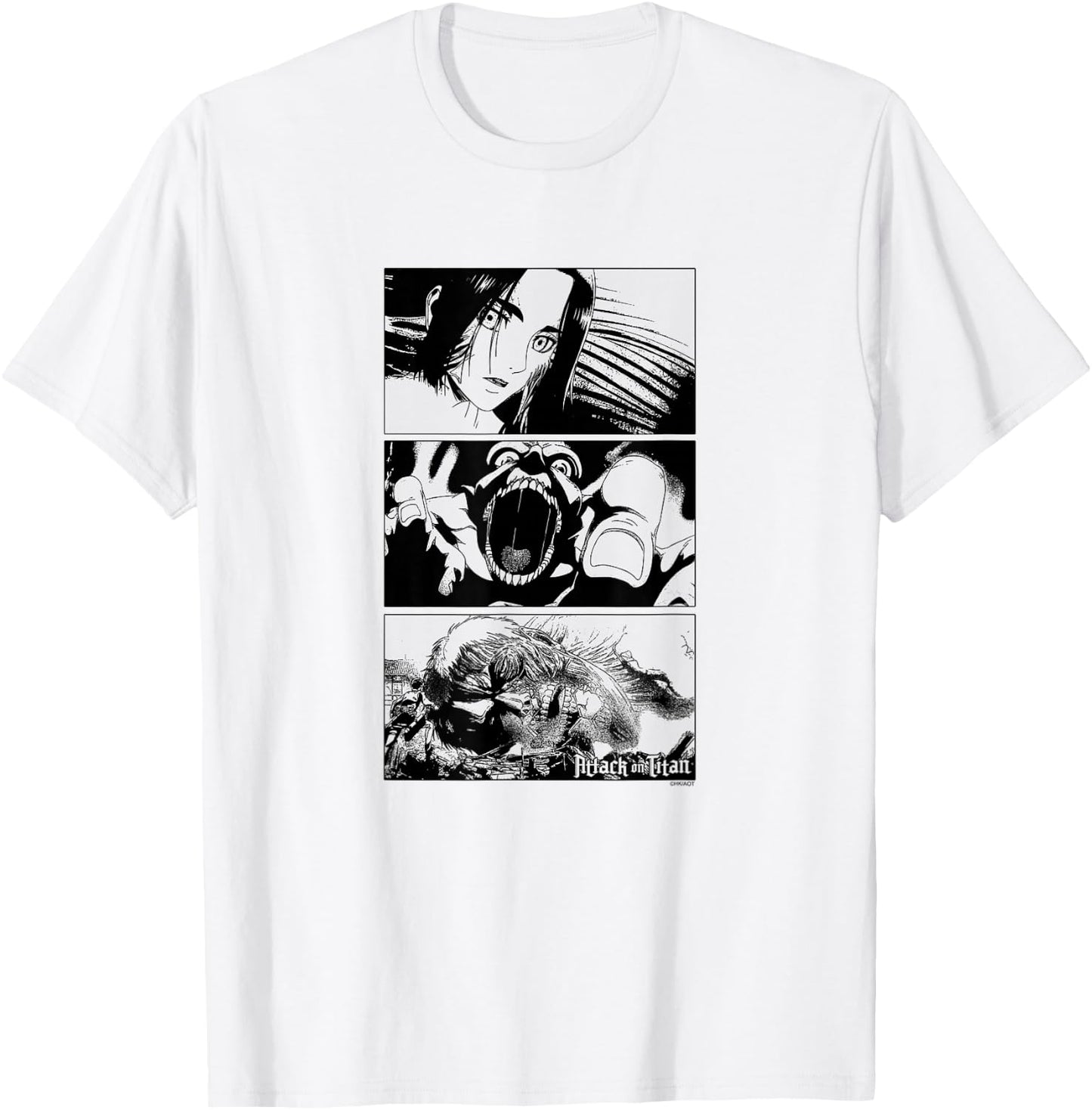 Attack on Titan Season 3 Stacked Scenes Black and White T-Shirt - T-Shirt | White