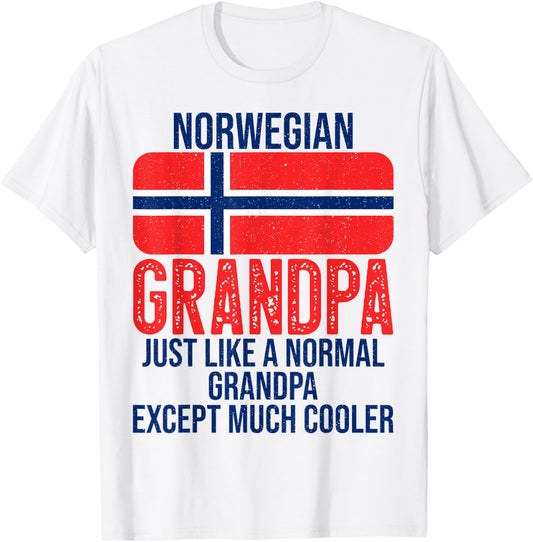 Vintage Norwegian Grandpa Norway Flag for Father's Day T-Shirt - T-Shirt | White