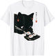 Black Cat Eating Sushi - Cat Japanese Art Women T-Shirt - T-Shirt | White