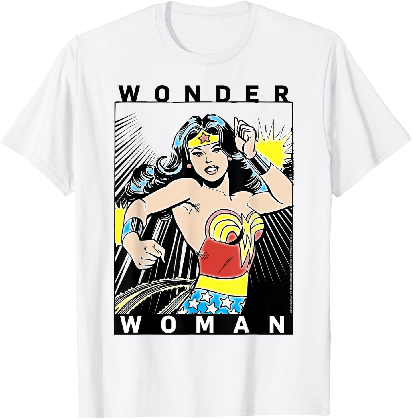 DC Comics Wonder Woman Vintage Style Comic Book Poster T-Shirt - T-Shirt | White