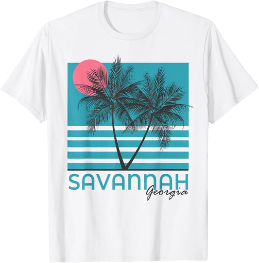 Savannah Georgia Souvenir GA Palm Trees T-Shirt - T-Shirt | White