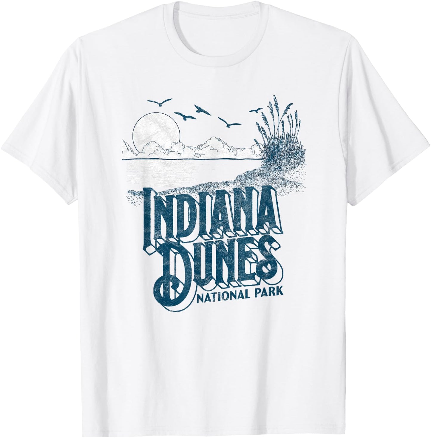 Vintage Indiana Dunes National Park Retro 80's Minimalist T-Shirt - T-Shirt | White