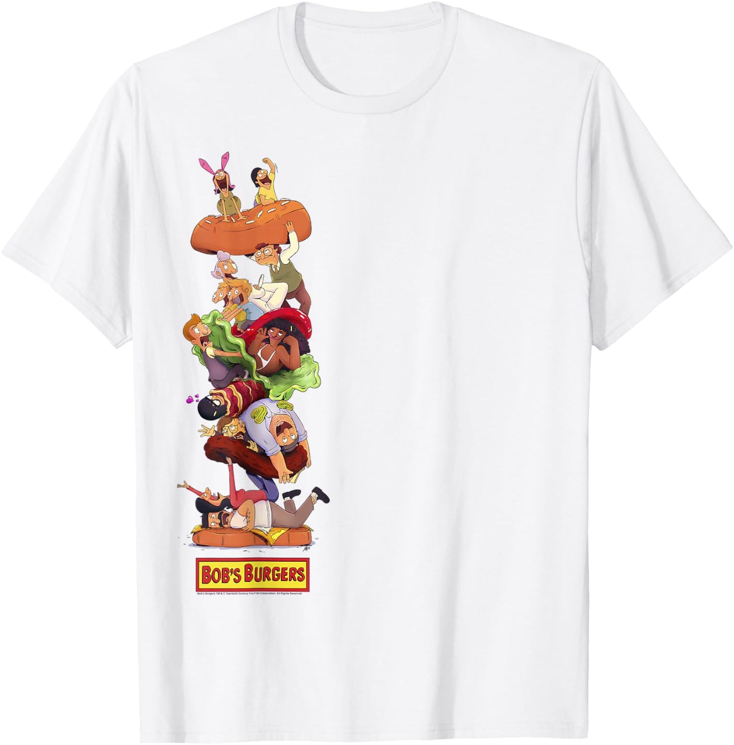 Bob's Burgers Group Shot Burger Stack T-Shirt - T-Shirt | White