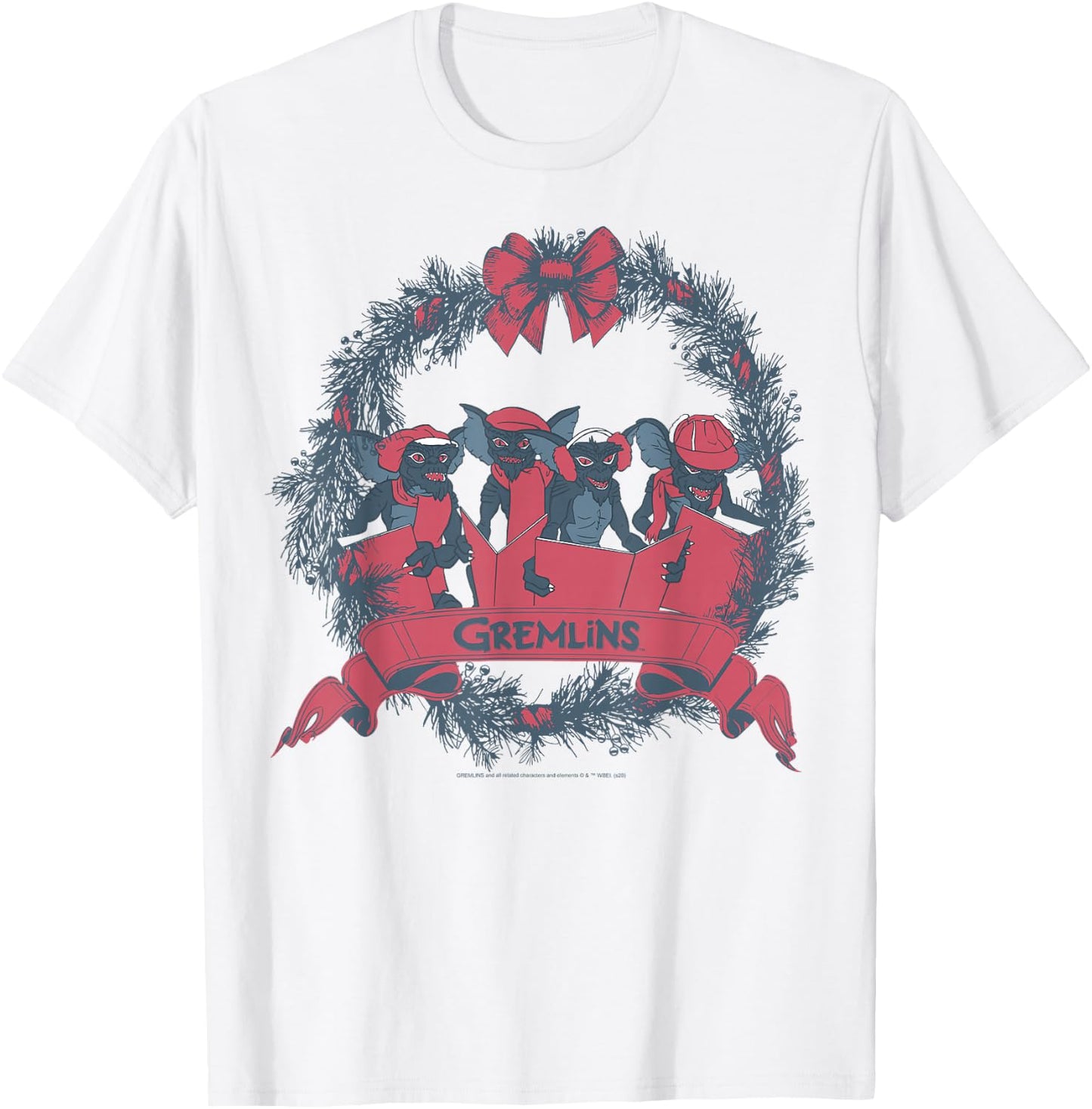 Gremlins Christmas Wreath Group Shot T-Shirt - T-Shirt | White