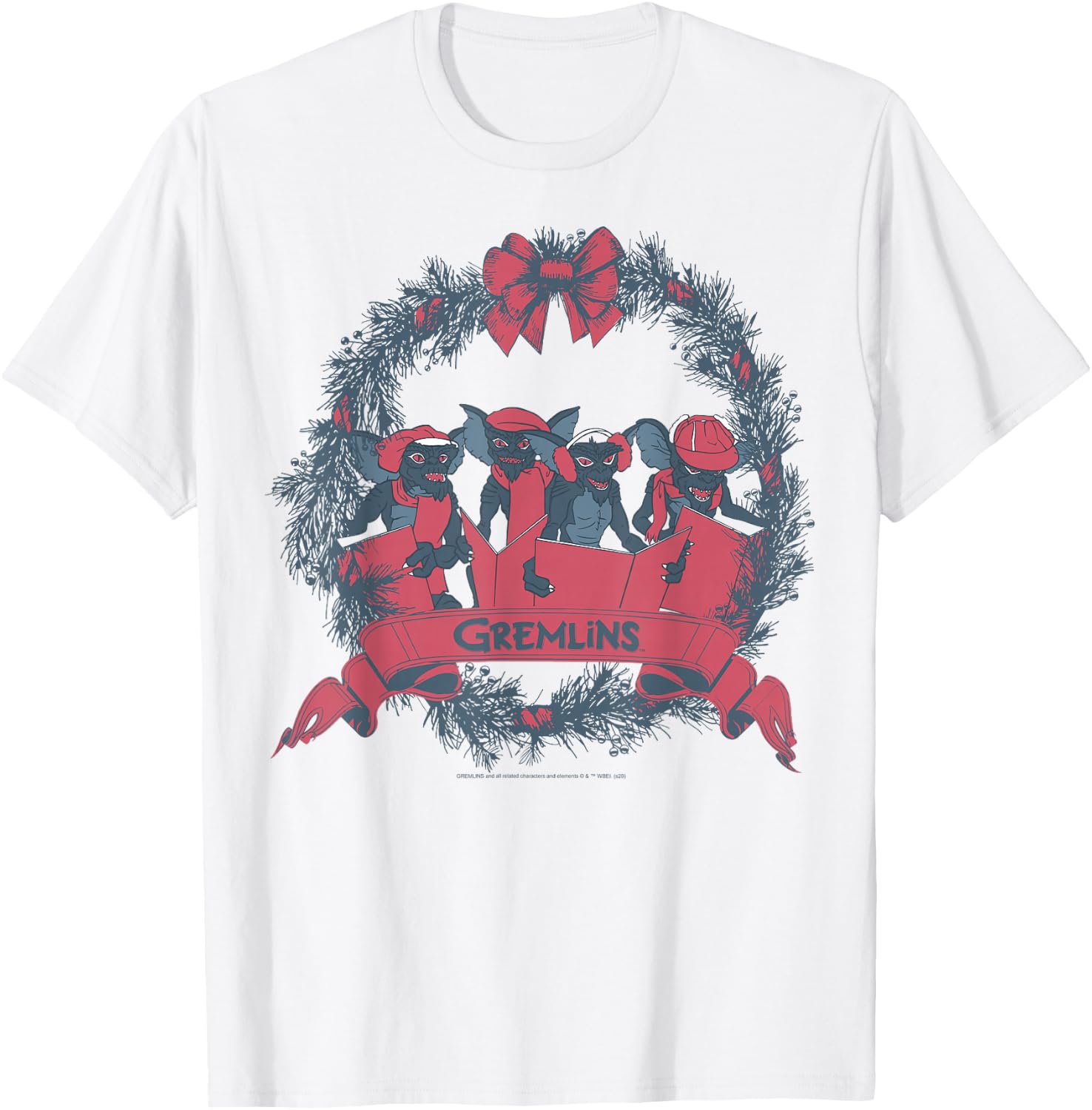 Gremlins Christmas Wreath Group Shot T-Shirt - T-Shirt | White