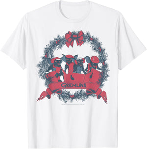 Gremlins Christmas Wreath Group Shot T-Shirt - T-Shirt | White