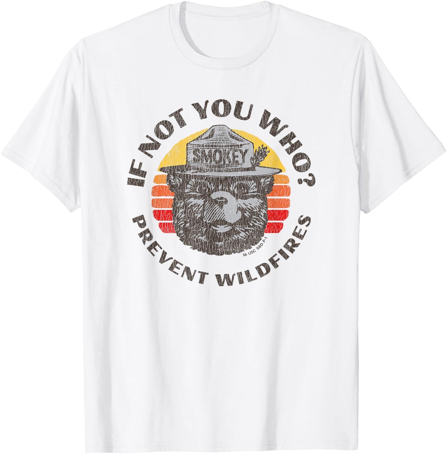 If Not You Who? Vintage Smokey Bear 80s Sunset T-Shirt - T-Shirt | White