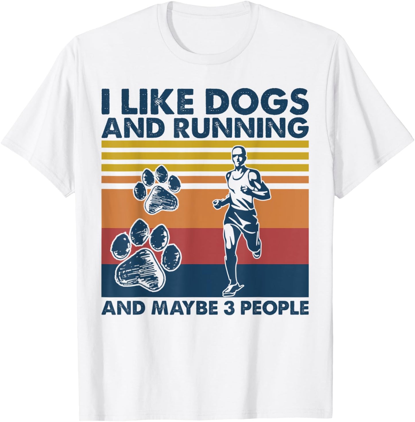 I Like Dogs And Running And Maybe 3 People Vintage T-Shirt - T-Shirt | White