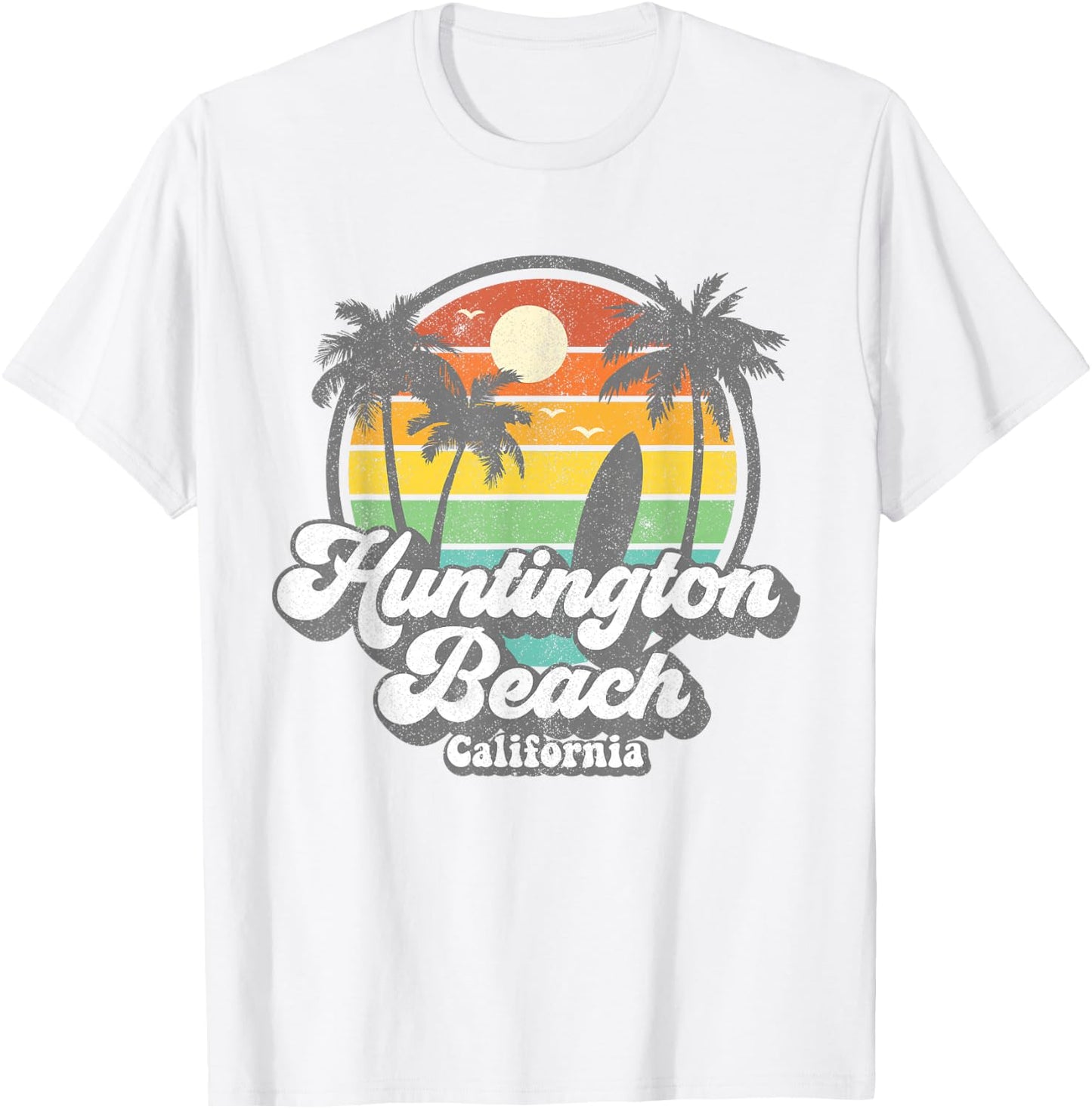 Vintage Huntington Beach California Surfing Retro Surf Gift T-Shirt - T-Shirt | White
