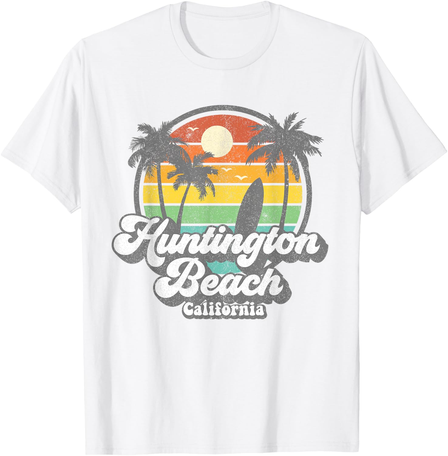 Vintage Huntington Beach California Surfing Retro Surf Gift T-Shirt - T-Shirt | White