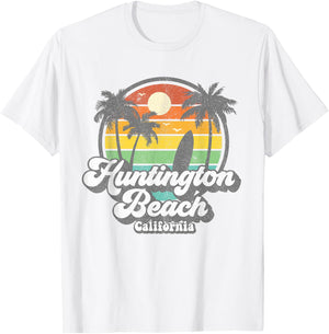 Vintage Huntington Beach California Surfing Retro Surf Gift T-Shirt - T-Shirt | White