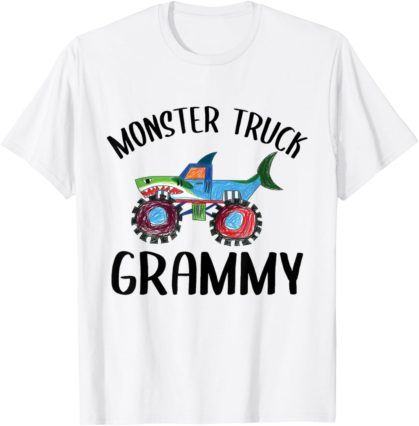 Children's Doodles Draw, Monster Truck Grammy T-Shirt - T-Shirt | White