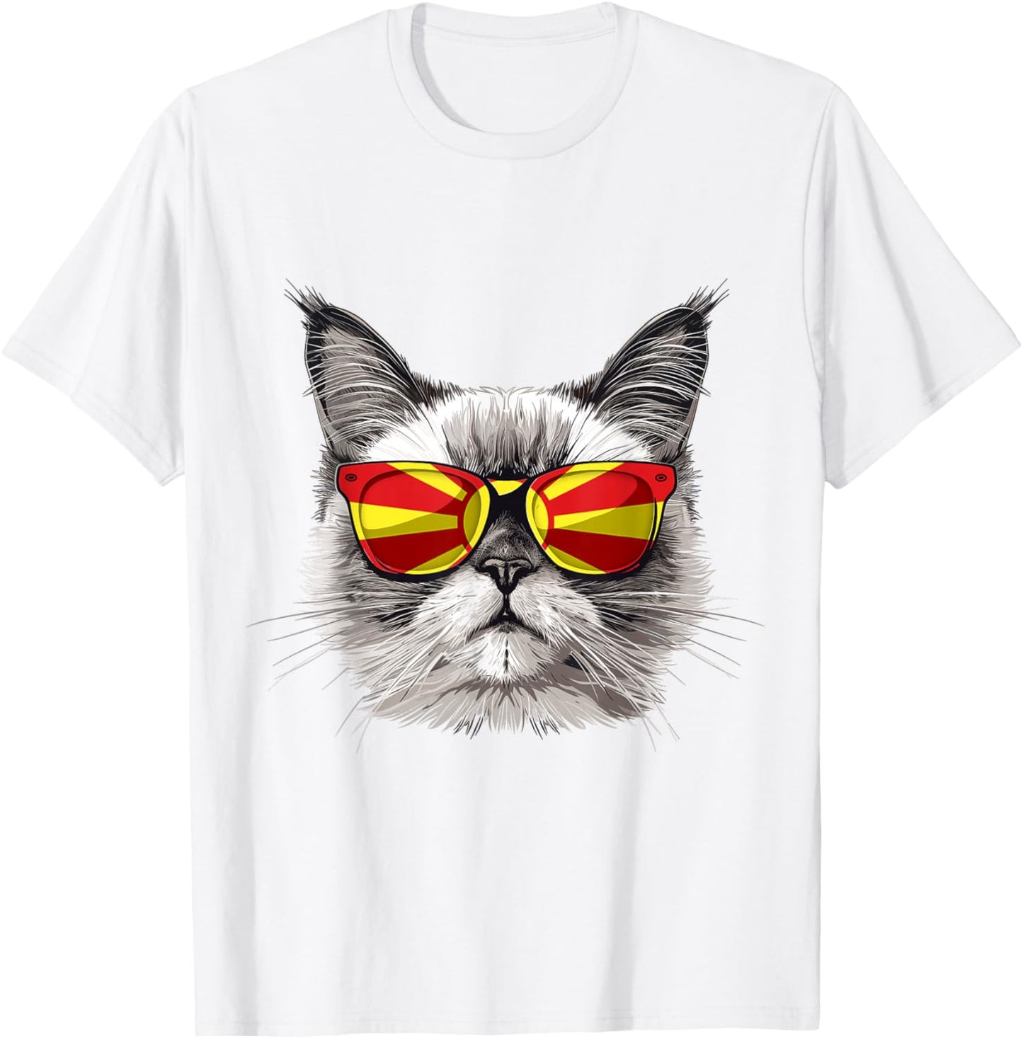 Macedonia Flag Cat Mom Souvenirs Products Kitten Macedonian T-Shirt - T-Shirt | White