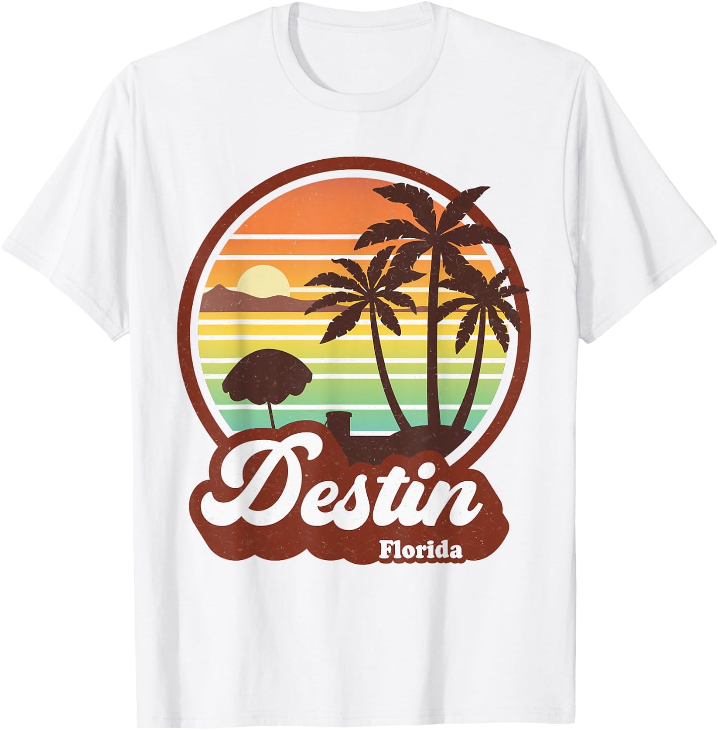 Vintage Destin Florida FL 80s Beach Souvenir Palm Tree Women Girls Kids T-Shirt - T-Shirt | White