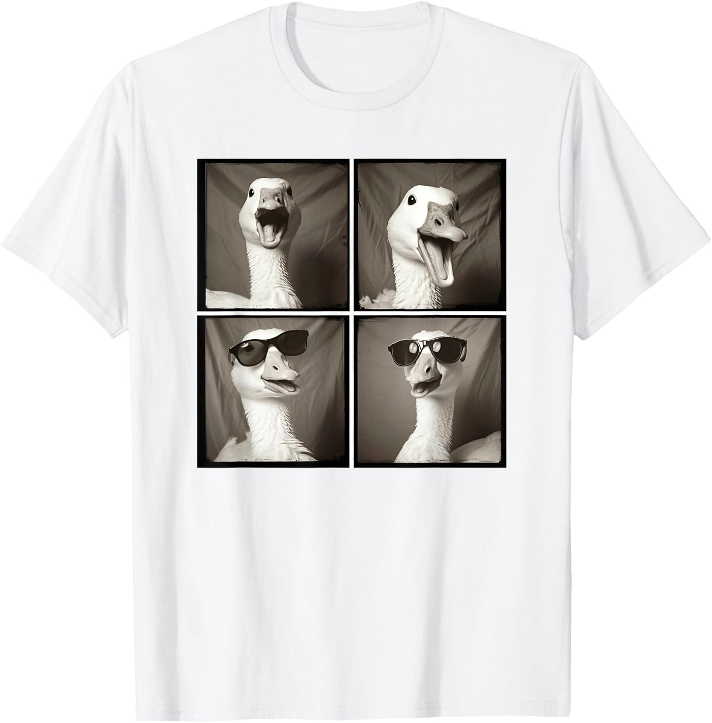 Cool Goose Farmyard Geese Funny Animal Wearing Sunglasses T-Shirt - T-Shirt | White