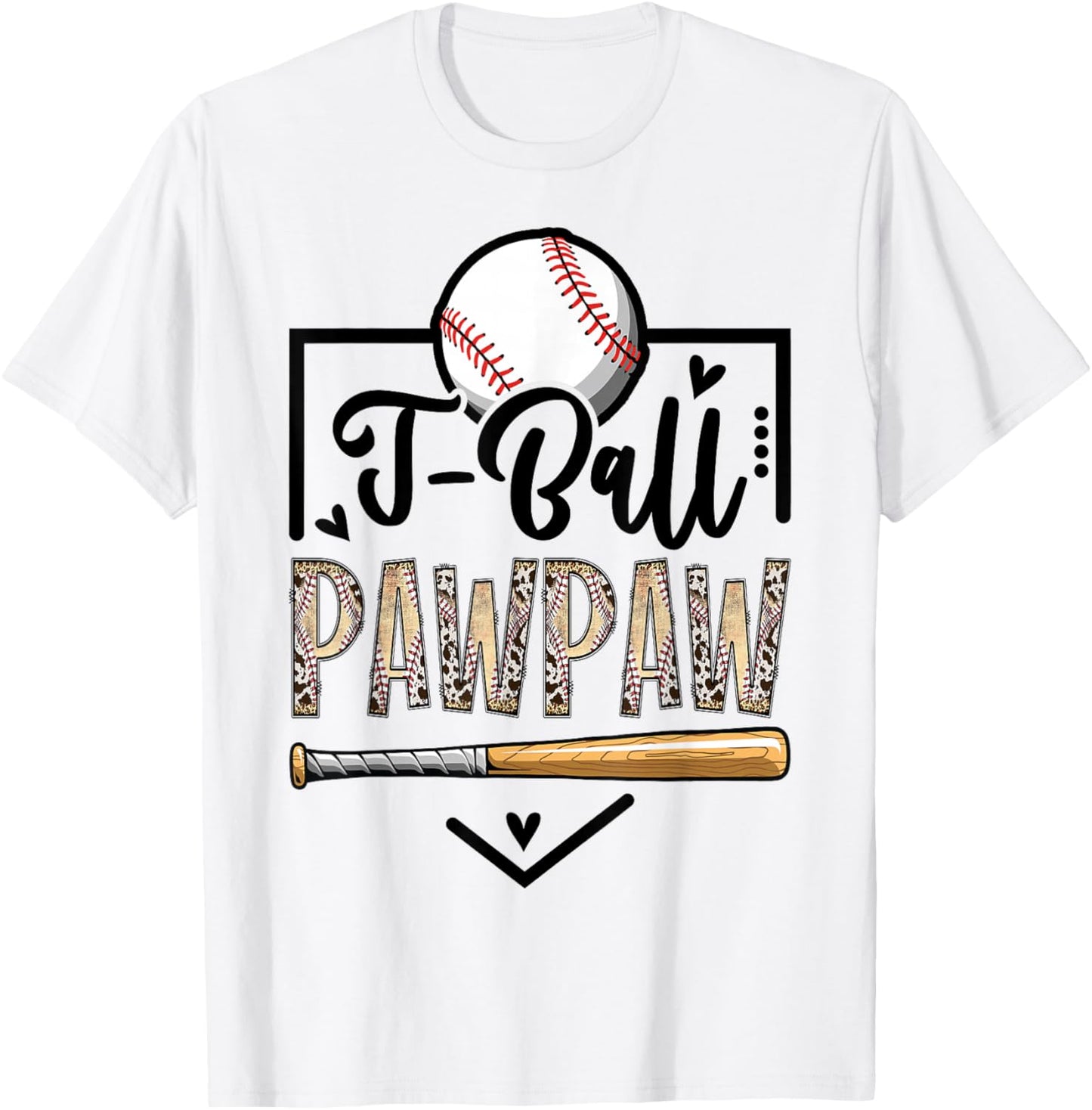 T-Ball Pawpaw Leopard Funny Ball Game Day T-Shirt - T-Shirt | White