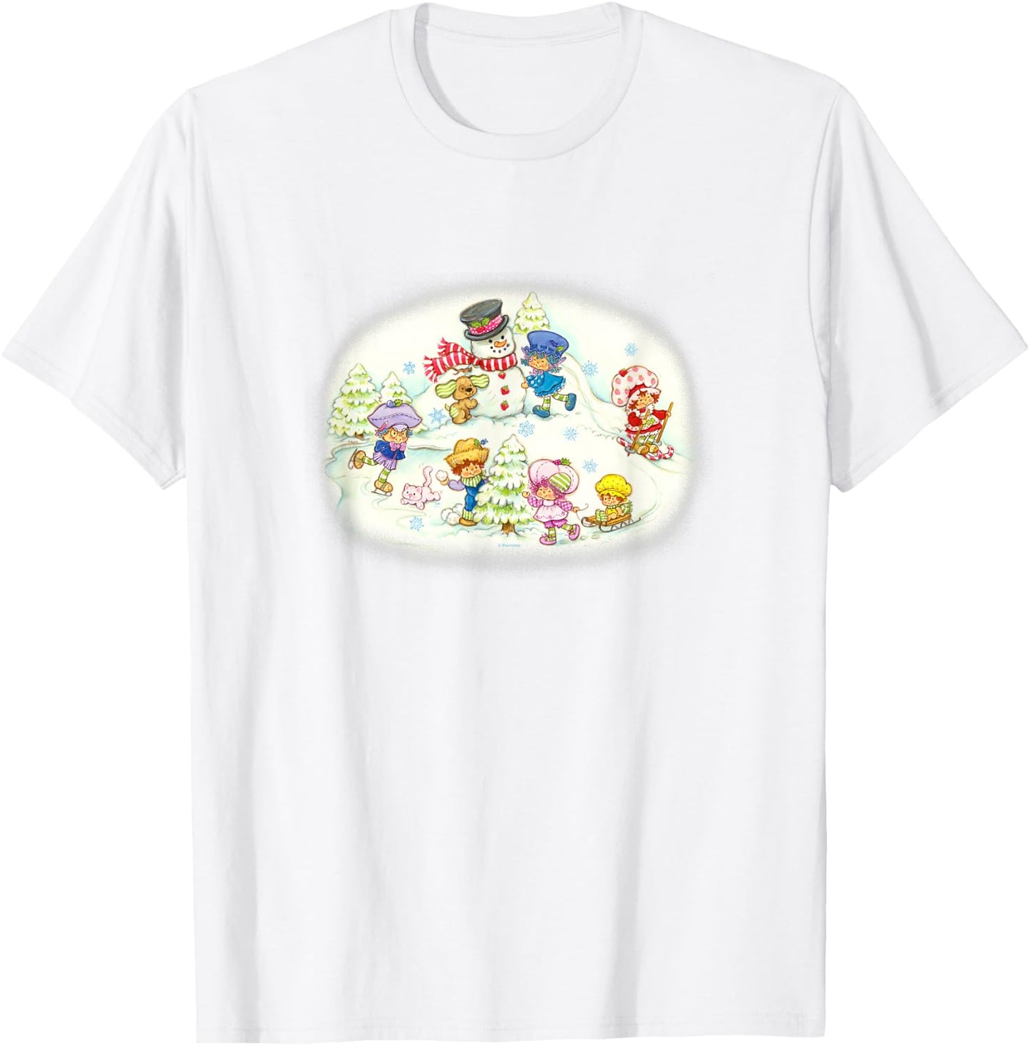 Strawberry Shortcake Christmas Playing On The Snow Poster T-Shirt - T-Shirt | White