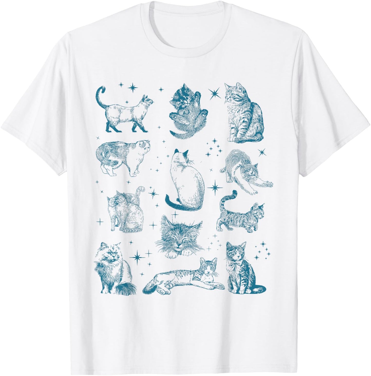 Vintage 90s Tattoo Cat Retro Kitten Nature Cat Lover Cat Mom , Small, White T-Shirt - T-Shirt | White