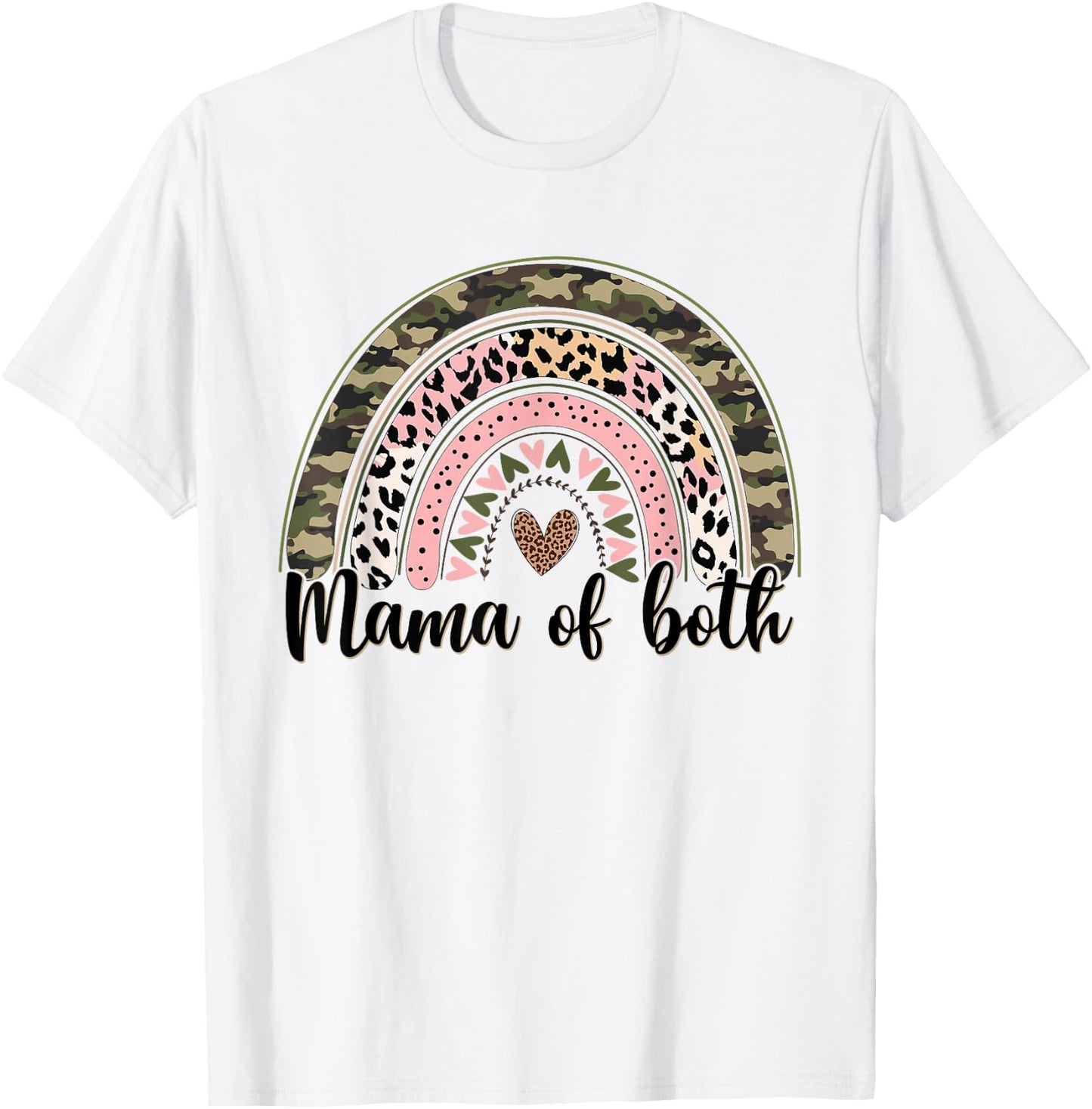 Glitter & Dirt Mom Mama of Both Leopard & Camo Mother's Day T-Shirt - T-Shirt | White