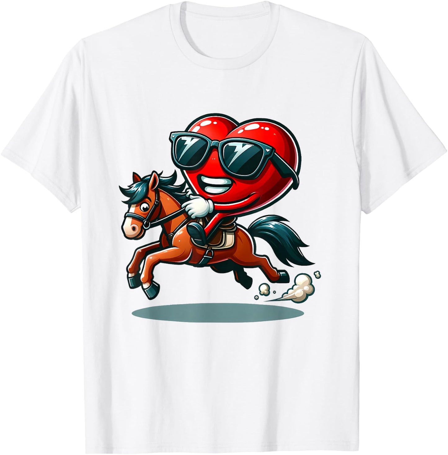 Funny Valentine Horse Riding Lover Horses Enthusiast Hearts T-Shirt - T-Shirt | White