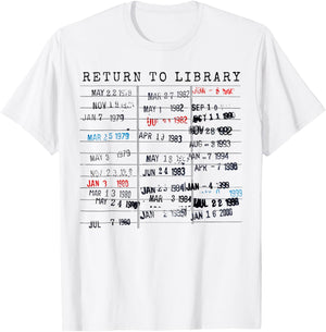 Library Card Due Date Stamp Book Lover Reading Vintage Read T-Shirt - T-Shirt | White