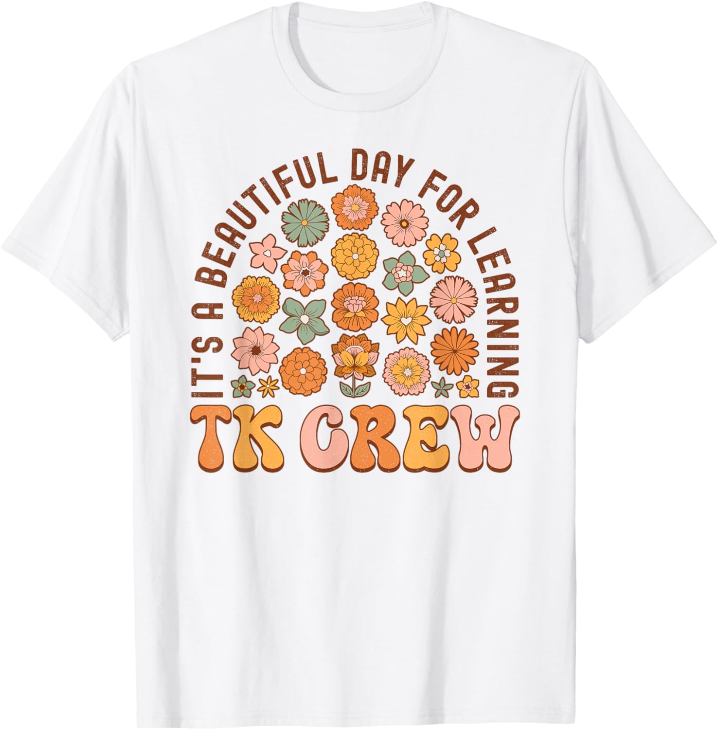 TK Crew Wildflower Retro TK Teacher Daisy Kid Back to School T-Shirt - T-Shirt | White