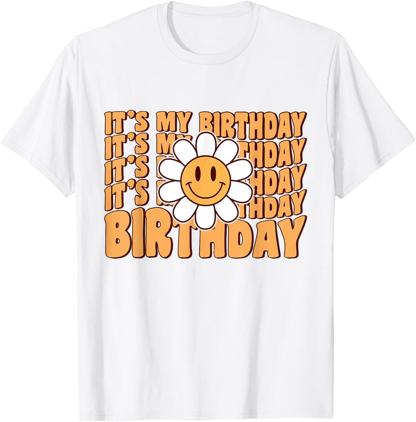 Retro My Birthday Groovy Birthday Flower Women Teens Girls T-Shirt - T-Shirt | White