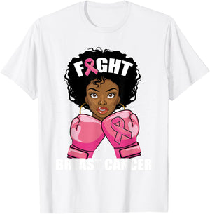 Fight Breast Cancer Awareness African American Black Women T-Shirt - T-Shirt | White