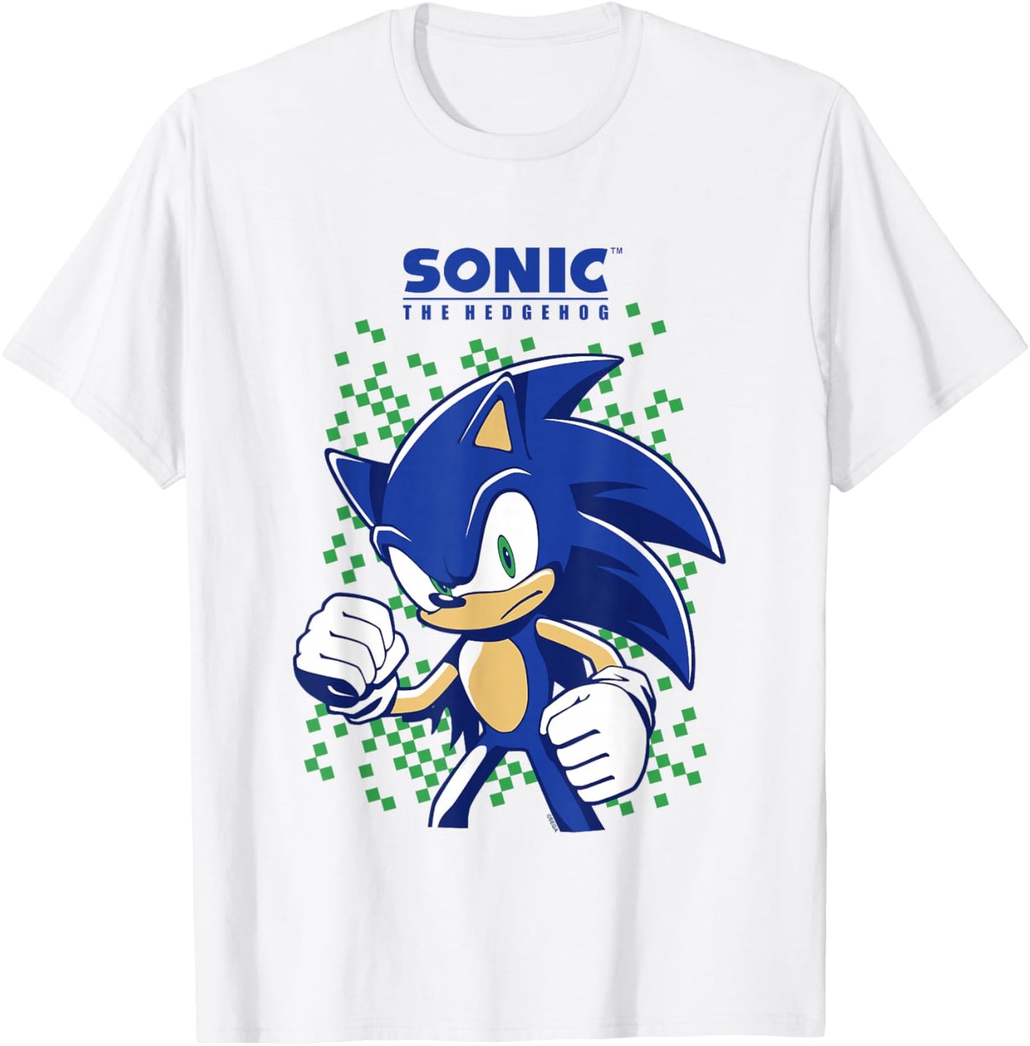 Sonic The Hedgehog Green Pixel Background Epic Shot T-Shirt - T-Shirt | White
