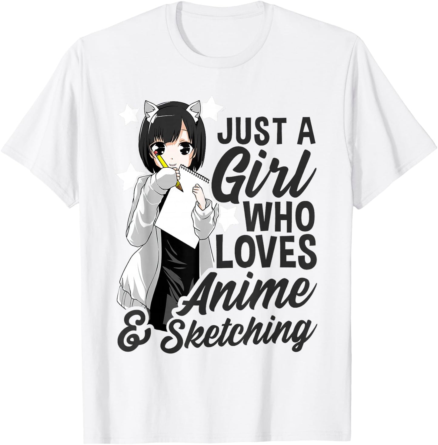 Just A Girl Who Loves Anime and Sketching Drawing Anime Kids T-Shirt - T-Shirt | White