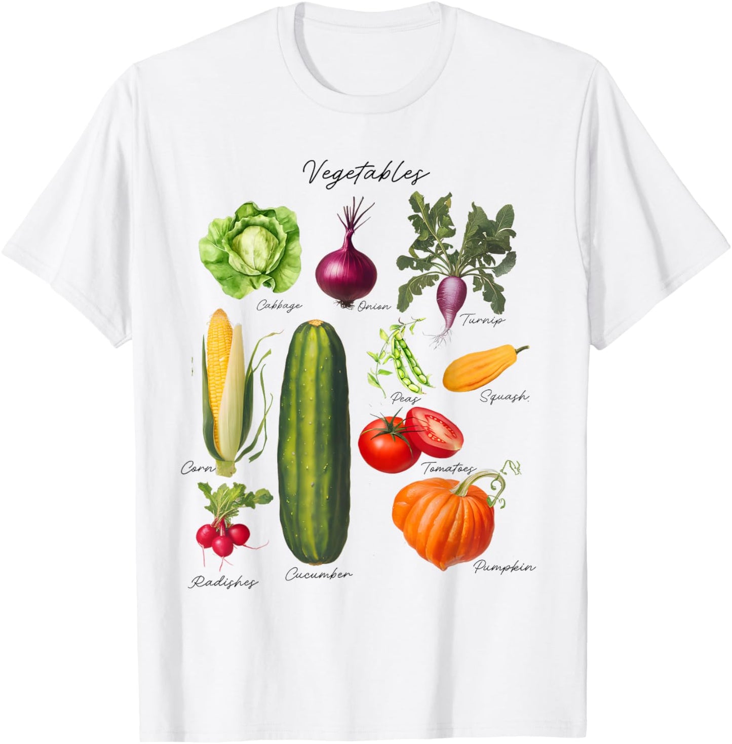 Vintage Vegetables 90s Nostalgia Retro Food Graphic T-Shirt - T-Shirt | White