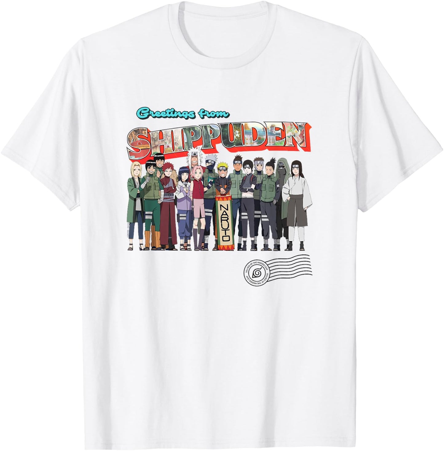 Naruto Shippuden Greetings Hidden Leaf Destination Anime T-Shirt - T-Shirt | White