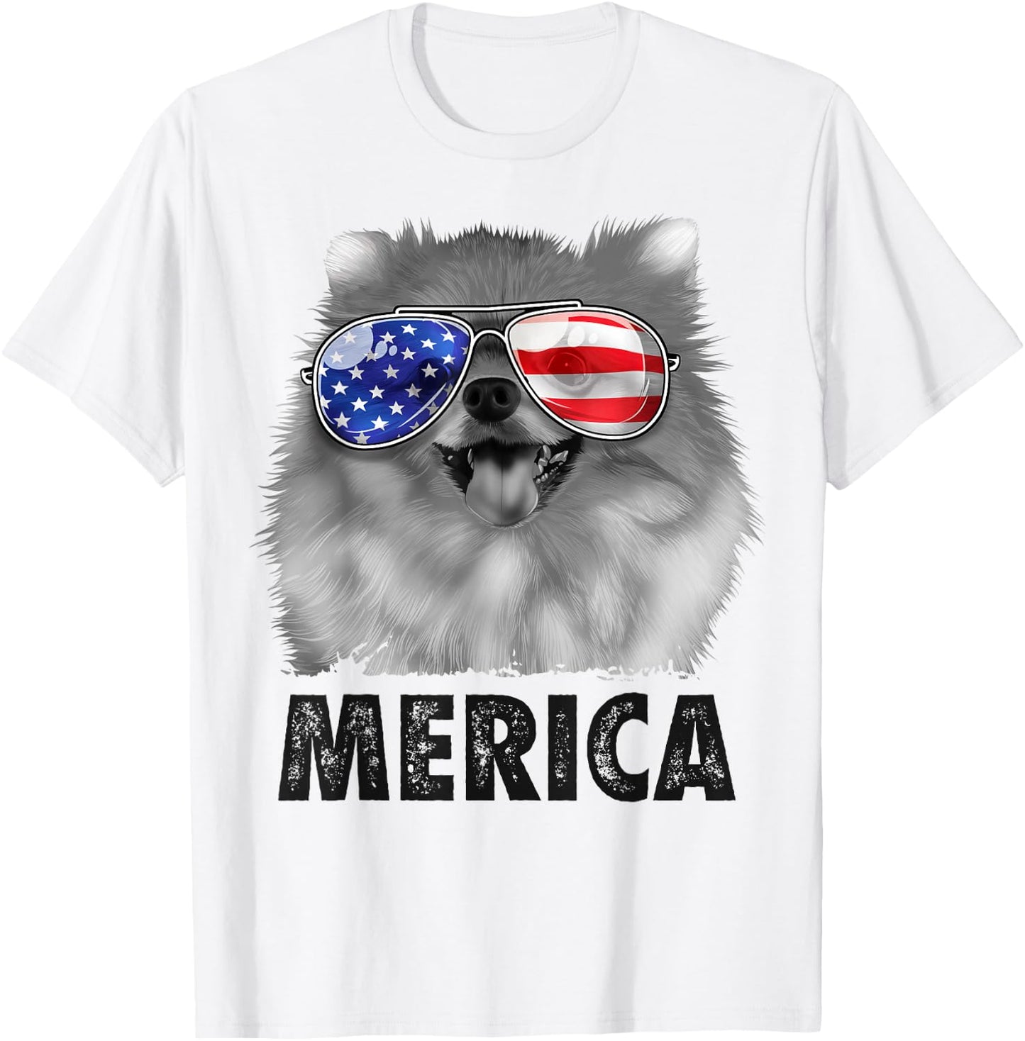 Pomeranian 4th of July Merica Men American Flag Pom Dog T-Shirt - T-Shirt | White
