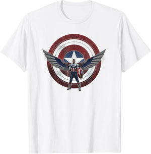 Marvel Falcon Winter Soldier Captain America Shield Wings T-Shirt - T-Shirt | White