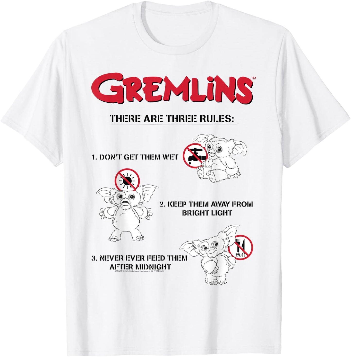 Gremlins There Are Three Rules T-Shirt - T-Shirt | White