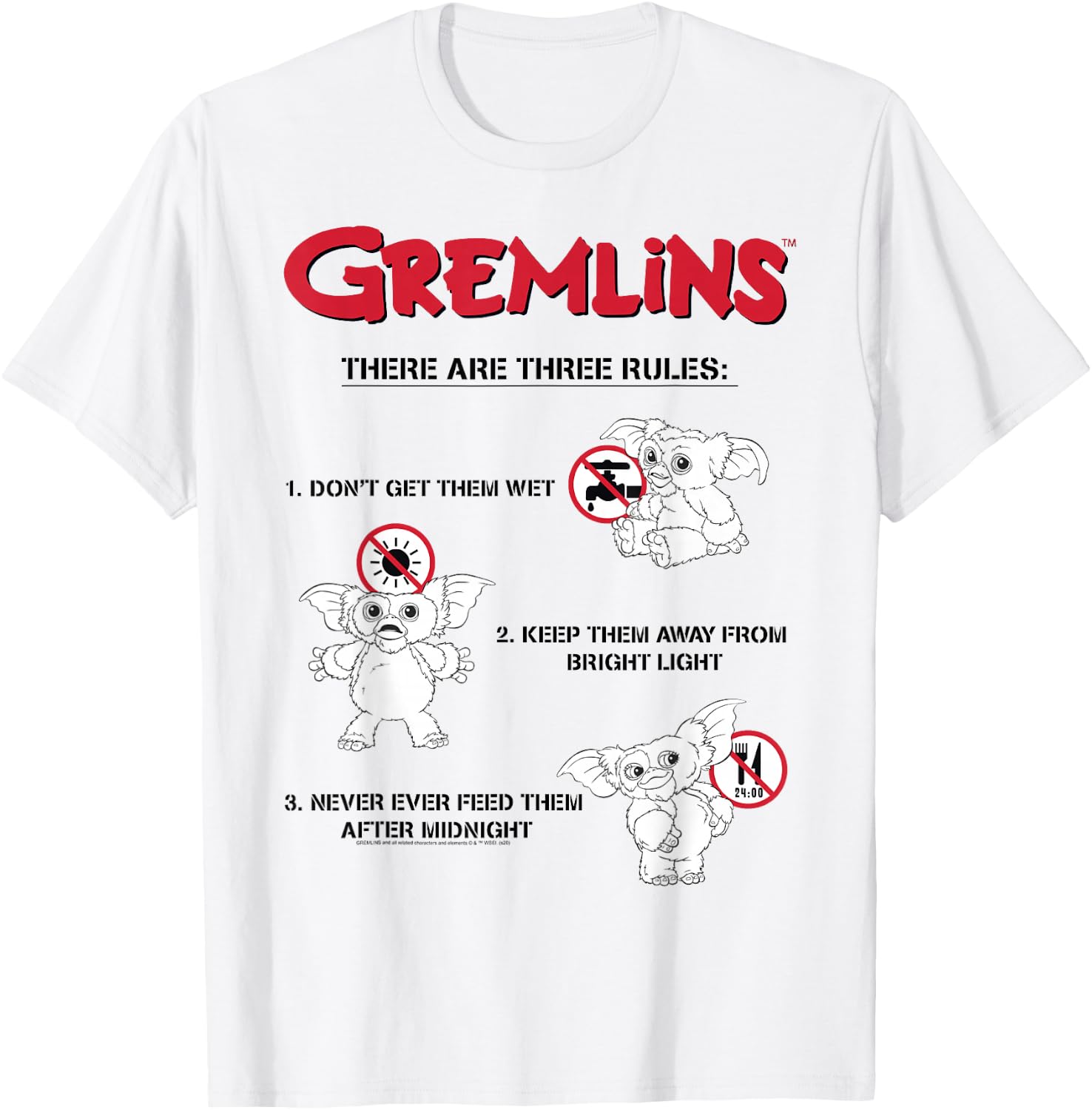 Gremlins There Are Three Rules T-Shirt - T-Shirt | White