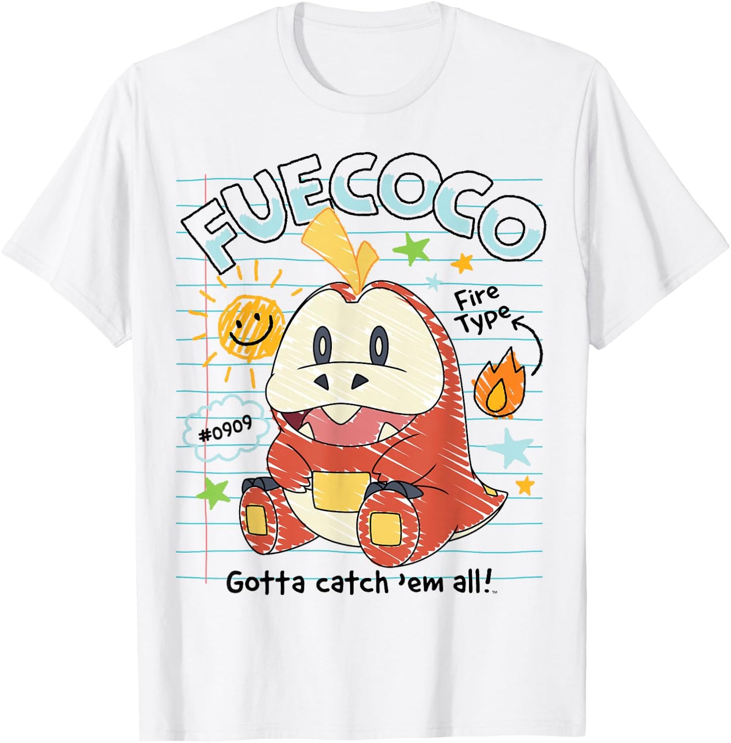 Pokémon - Fuecoco Gotta Catch 'Em All Fire Type #0909 T-Shirt - T-Shirt | White