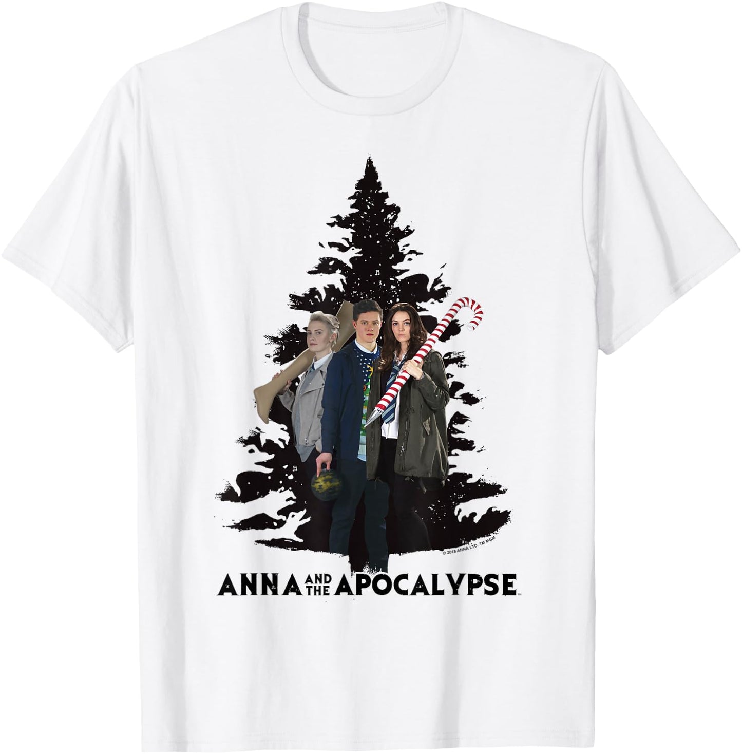 Anna and the Apocalypse Group Shot Zombie Christmas Tree T-Shirt - T-Shirt | White