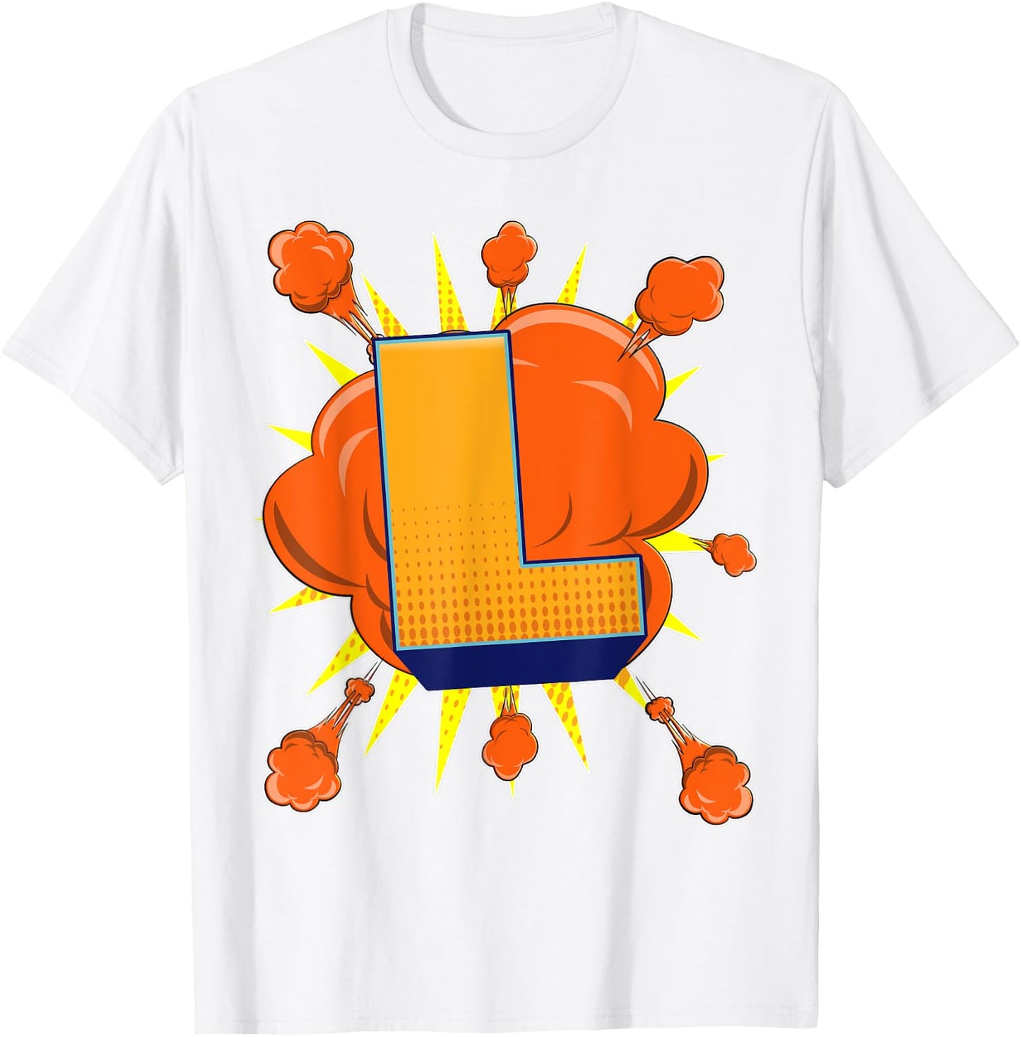 Letter L Initial Comic Book Vintage Matching Family Fun Gift T-Shirt - T-Shirt | White