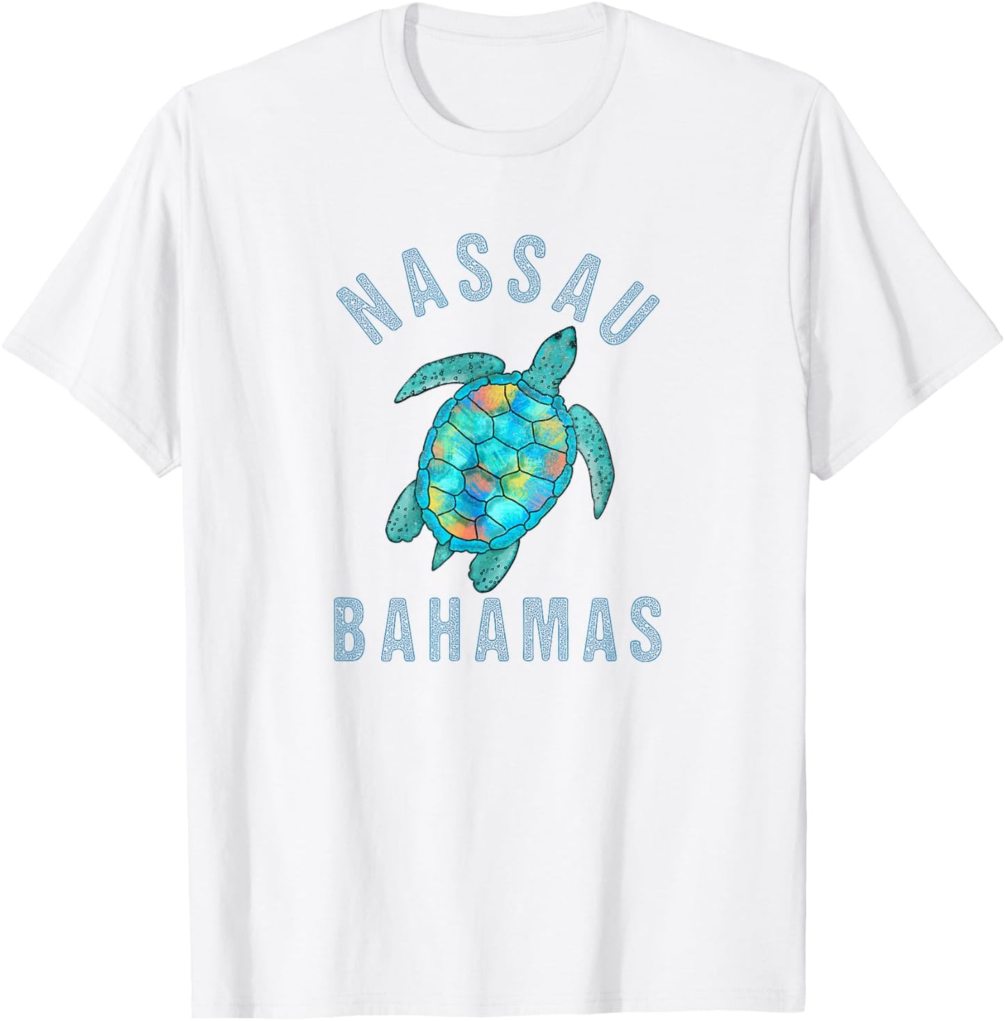 Nassau, Bahamas Beach Design / Sea Turtle Illustration Gift T-Shirt - T-Shirt | White