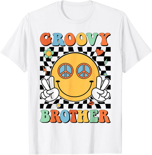 Groovy Brother Matching Family 70s 80s Retro Hippie Costume T-Shirt - T-Shirt | White