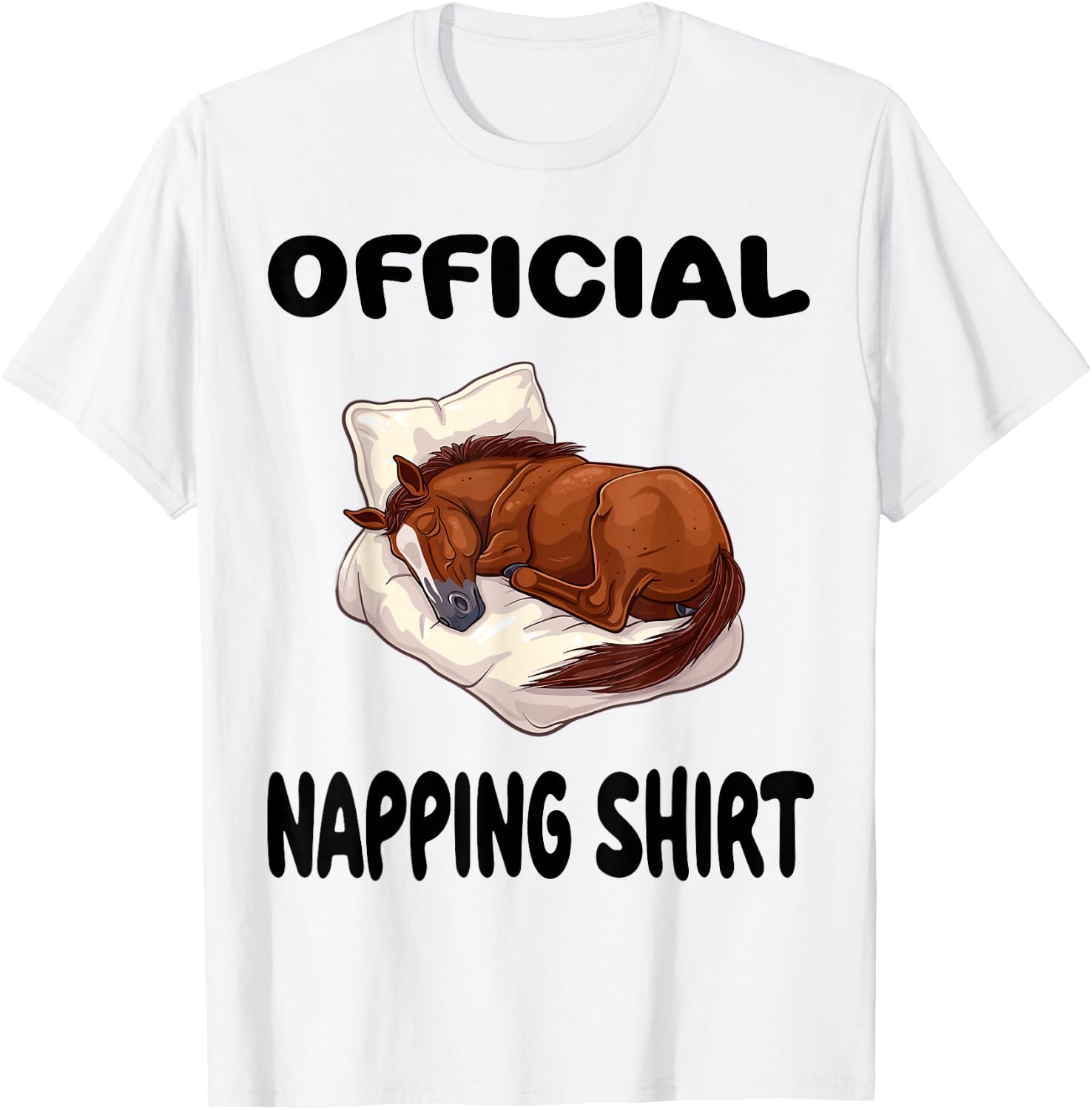 Horse Animal Riding Pajamas Nightgown Official Napping T-Shirt - T-Shirt | White